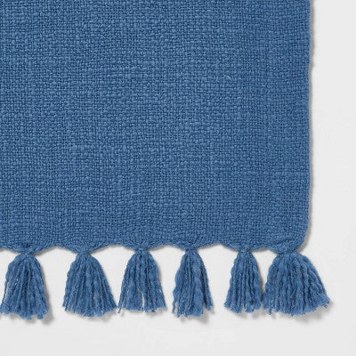 90" X 20" Cotton Textured Table Runner Blue - Threshold™