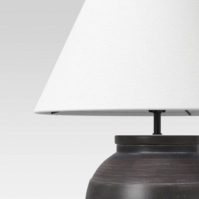 21.25"x17" Large Ceramic Table Lamp Black - Threshold™: Embossed Detail, No Assembly Required