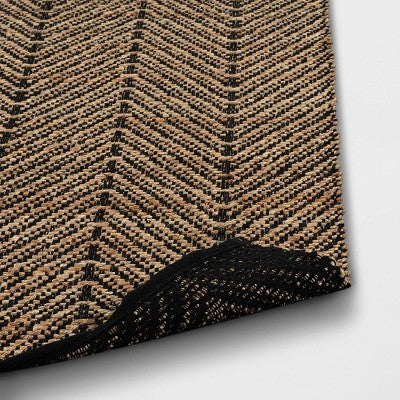 2'4"x7' Handloom Chevron Runner Rug Black - Threshold™: Jute & Cotton, Indoor, Abstract Pattern, OEKO-TEX Certified