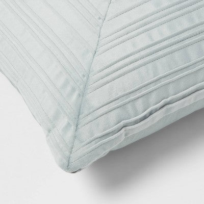18"x18" Luxe Square Velvet Pleated Decorative Pillow Light Teal - Threshold™: Indoor Geometric Design, Polyester Velour