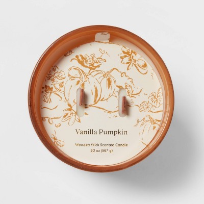 20oz Glass Woodwick Vanilla Pumpkin Candle - Threshold™