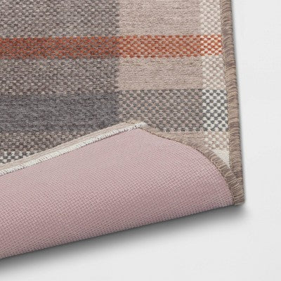 1'8"x2'10" Washable Fall Checkered Accent Rug Tan - Threshold™