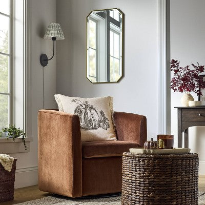 16"x30" Geometric Aluminum Metal Wall Mirror Brass - Threshold™ Designed With Studio McGee: Octagonal, No Assembly, Wall Mount
