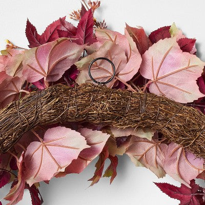 30" XL Mixed Leaf Artificial Wreath Red - Threshold™ Designed With Studio McGee