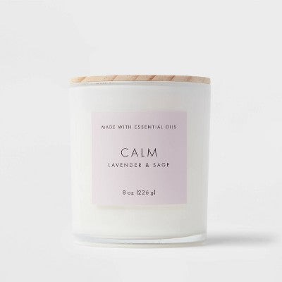 Wood Lidded Glass Wellness Calm Candle - Threshold™