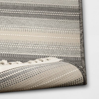 7'x10' Striped Tapestry Rectangular Woven Outdoor Area Rug Gray - Threshold™