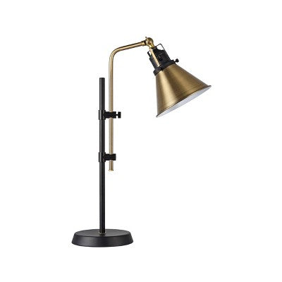 Black Metal Adjustable Table Lamp With Bronze Finish - Threshold™: ETL Listed, Metal Shade, 1-Way Socket Switch