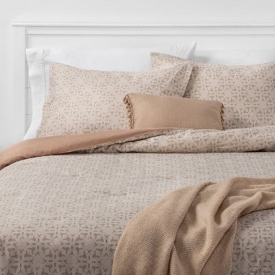 5pc Printed Geo Comforter Set Assorted Beiges - Threshold™