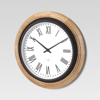 16" Warm Wood Wall Clock Brown - Threshold™