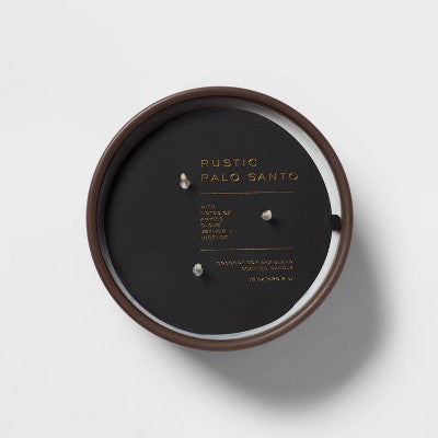 15oz Ceramic Jar 3-Wick Black Label Rustic Palo Santo Candle - Threshold™