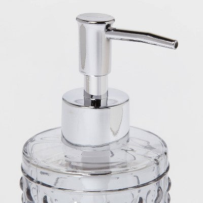 Hobnail Glass With Plastic Pump Soap/Lotion Dispenser Gray Tint - Threshold™