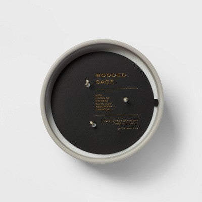 15oz Ceramic Jar 3-Wick Black Label Wooded Sage Candle - Threshold™