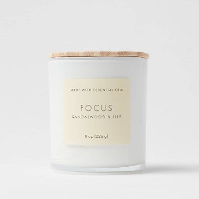 Wood Lidded Glass Wellness Focus Candle - Threshold™