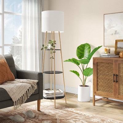 Shelf Floor Lamp Black/Natural - Threshold™