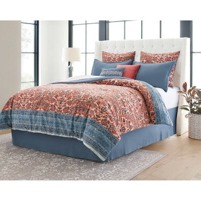 8pc Printed Paisley With Border Comforter Bedding Set Rose/Blue - Threshold™