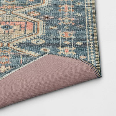 2'3"x3'9" Washable Persian Style Medallion Accent Rug Blue - Threshold™