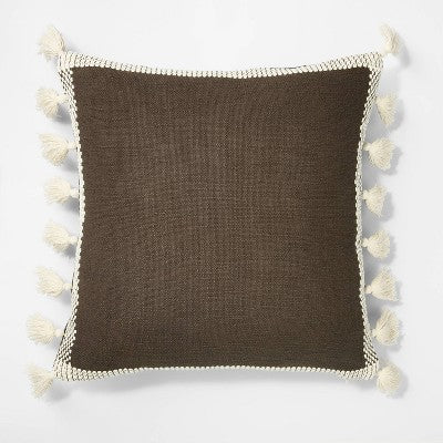 Woven Frame Square Throw Pillow With Side Tassels - Threshold™ Designed With Studio McGee