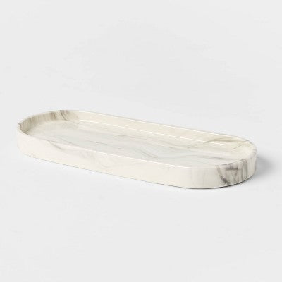 4pc Marbled Ceramic Bathroom Accessories Set Marble - Threshold™