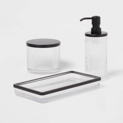 Ribbed Glass Tray Black - Threshold™