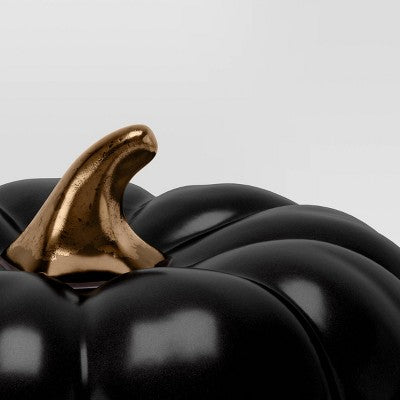 Large Ceramic Halloween Pumpkin With Gold Stem - Threshold™