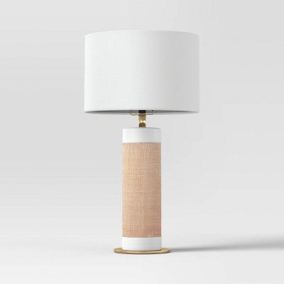 Ceramic Table Lamp With Natural Wrap White - Threshold™