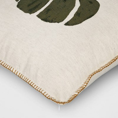 Printed Pumpkin With Blanket Stitch Edge Square Throw Pillow Light Beige - Threshold™