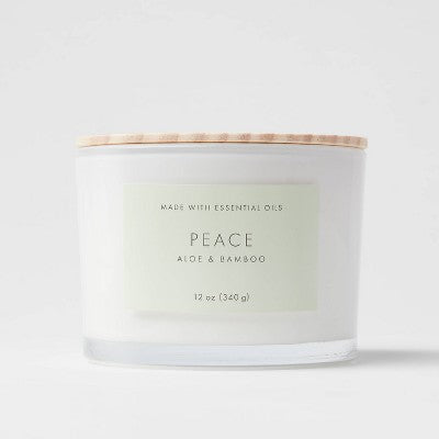 Wood Lidded Glass Wellness Peace Candle - Threshold™
