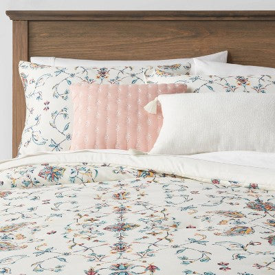 5pc Floral Border Print Comforter Bedding Set Blue/Pink/Yellow - Threshold™