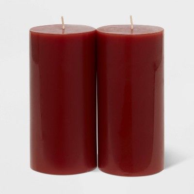 2pk Pillars Warm Cider & Cinnamon Red - Threshold™