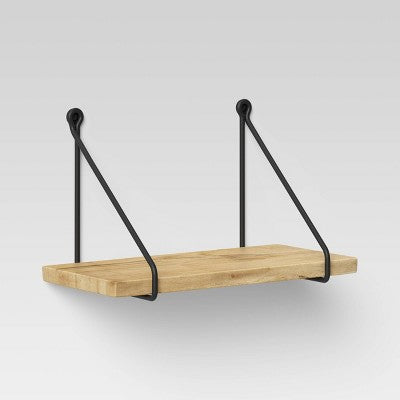Wood Wall Shelf With Hanging Wire Natural/Black - Threshold™