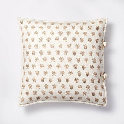 Lofty Cotton Slub Woodblock Print Floral Quilt Sham White/Mauve – Threshold™ Designed With Studio McGee