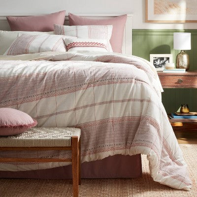  8pc Stripe Boho Comforter Set Mauve - Threshold™