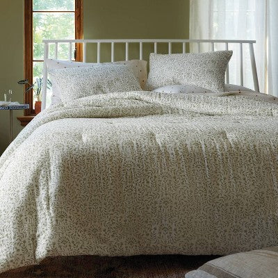  Traditional Vine Printed Cotton Comforter & Sham Set Green - Threshold™