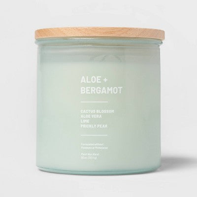  Glass Jar Aloe And Bergamot Candle Green - Threshold™