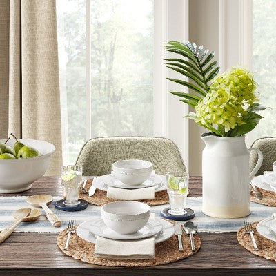  16pc Porcelain Beaded Rim Dinnerware Set White - Threshold™