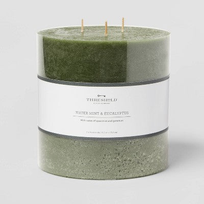  Pillar Candle Water Mint & Eucalyptus Green - Threshold™