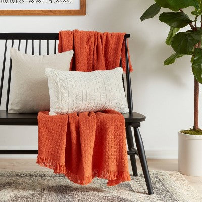  Oversized Textural Woven Throw Pillow Cream - Threshold™