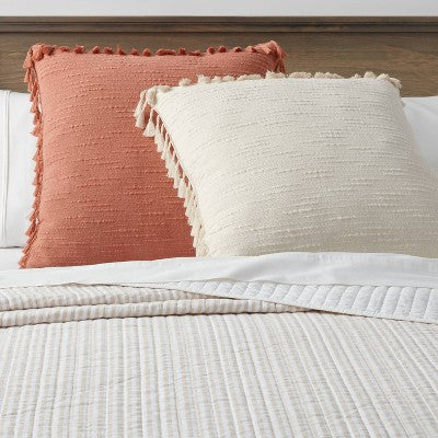  Euro Textured Slub Tassel Decorative Throw Pillow - Threshold™