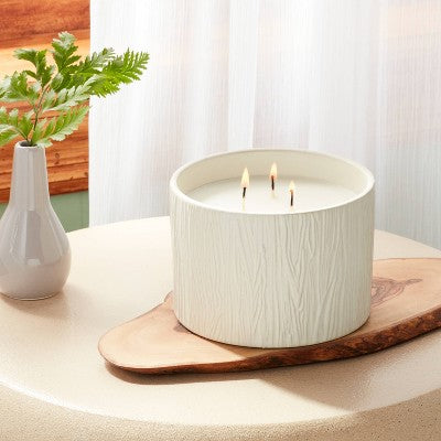  Textured Straight Side Ceramic Warm Cider & Cinnamon Candle White - Threshold™