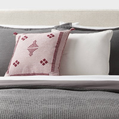  Cactus Silk Woven Square Diamond Dec Pillow Mauve - Threshold™: Indoor Cotton Fabric, Polyester Filled, Textile Design