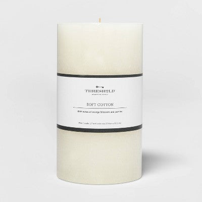  Pillar Candle Soft Cotton White - Threshold™