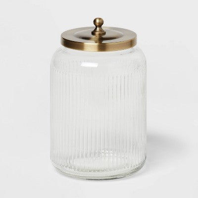  Large Bath Glass Canister Brass - Threshold™
