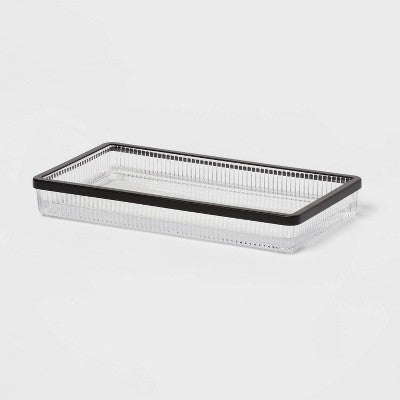  Ribbed Glass Tray Black - Threshold™