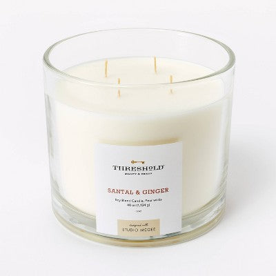  Clear Glass Santal & Ginger Candle White - Threshold™ Designed With Studio McGee