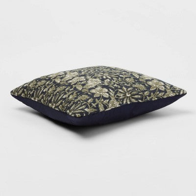  Square Double Cloth Printed Decorative Throw Pillow Navy/Green/Cream - Threshold™