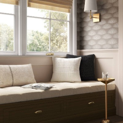  Textural Solid Square Throw Pillow Off-White - Threshold™