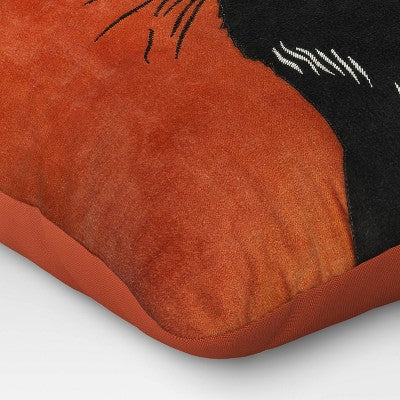  Fierce Cat Applique Cotton Velvet Square Halloween Throw Pillow - Threshold™