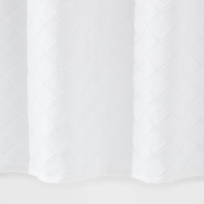  Dyed Clipped Diamond Shower Curtain White - Threshold™