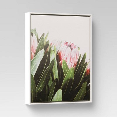  16" X 20" Floral Photography Framed In Pale Maple Wall Canvas Pink - Threshold™