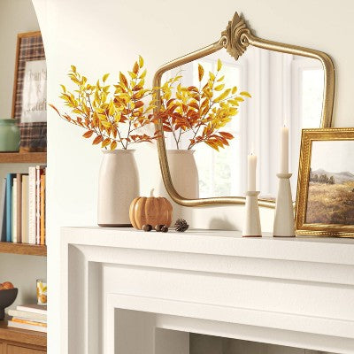  Cast Decorative Metal Wall Mirror Gold - Threshold™